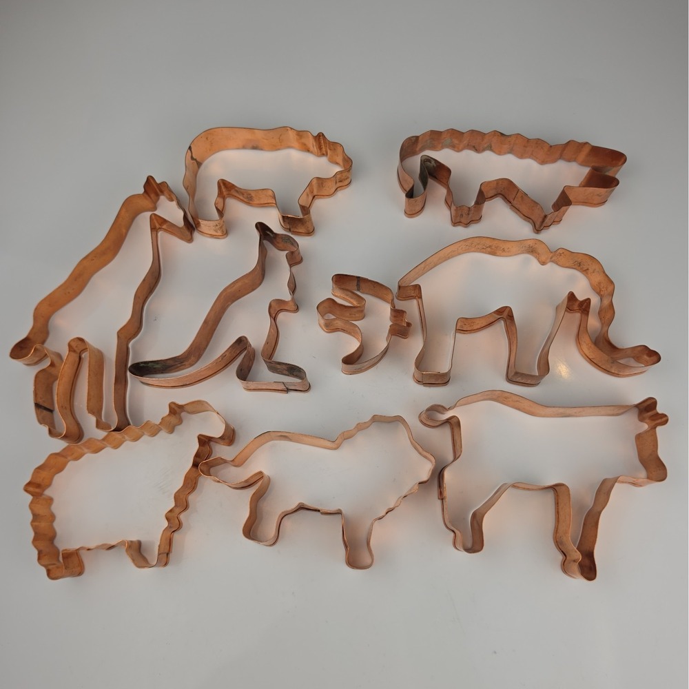 Vintage Martha Stewart by Mail Noahs Ark Copper Cookie Cutters Complete 9-Pieces
